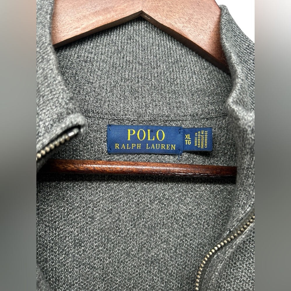 POLO Ralph Lauren XL Men’s Gray Pima Cotton 1/4 Zip Long Sleeve Pullover Sweater - Picture 9 of 9